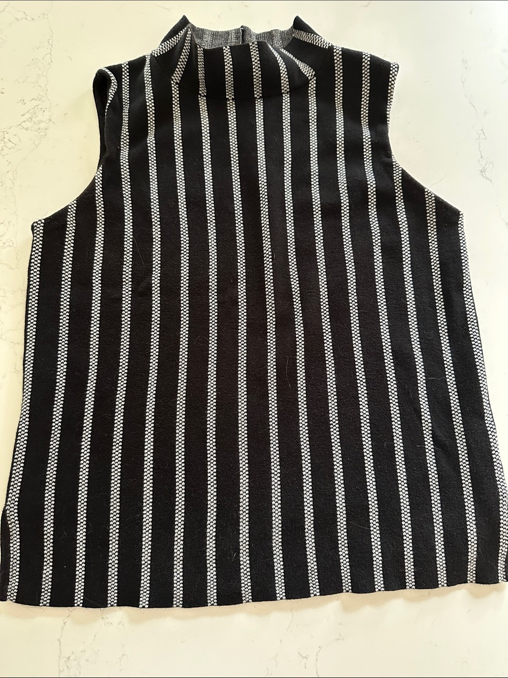 Moth by Anthropologie Sleeveless Mock Neck Black & White Striped Top
